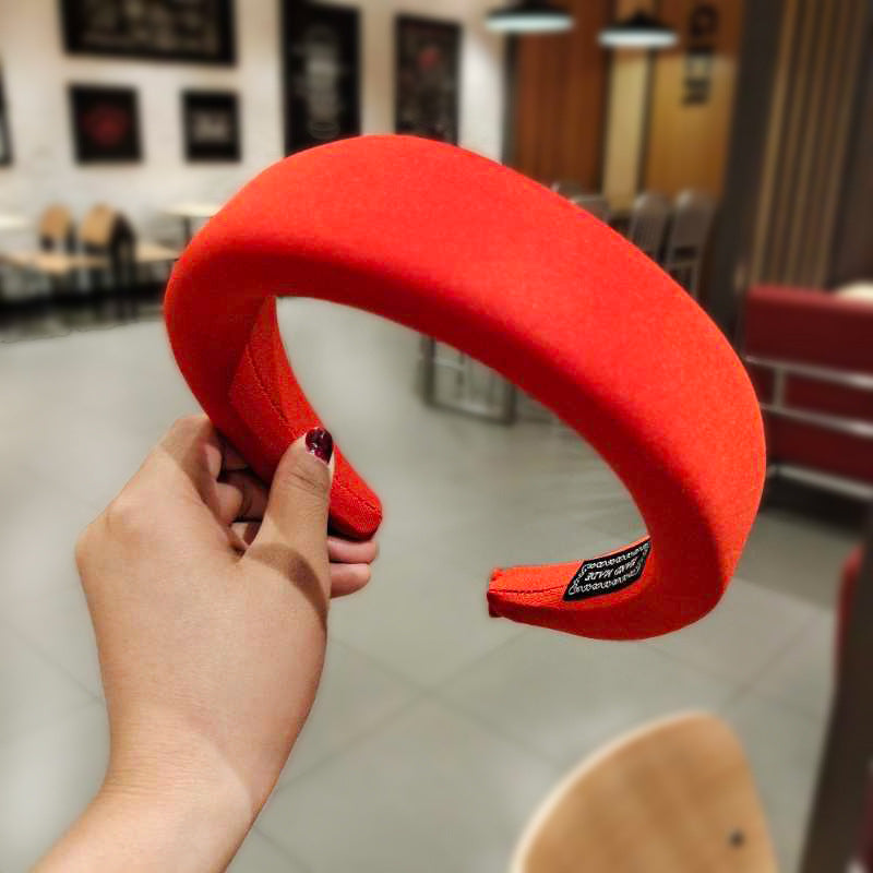 Wholesale Style Candy Color Sponge Flat Wide Edge Milk Silk Headband